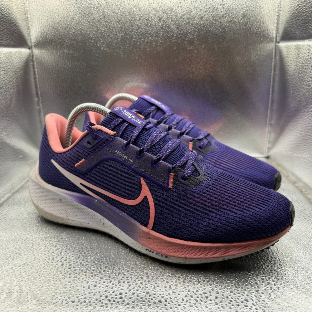 Size 9.5 Nike Air Zoom Pegasus 40 Purple Coral Chalk Womens Sneakers FQ8769-547